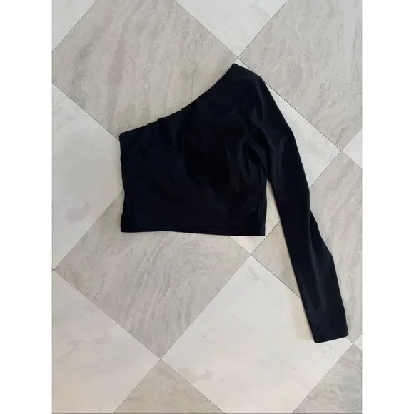 Lululemon Align Asymmetrical One Sleeve Long Sleeve Top Size 4 Black - Picture 4 of 9